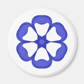 Blaues Rundblumenmuster Magnet (Vorne)