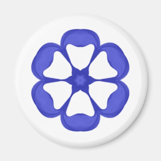 Blaues Rundblumenmuster Magnet (Vorne)