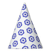Blaues Rundblumenmuster Partyhütchen (Rechts)