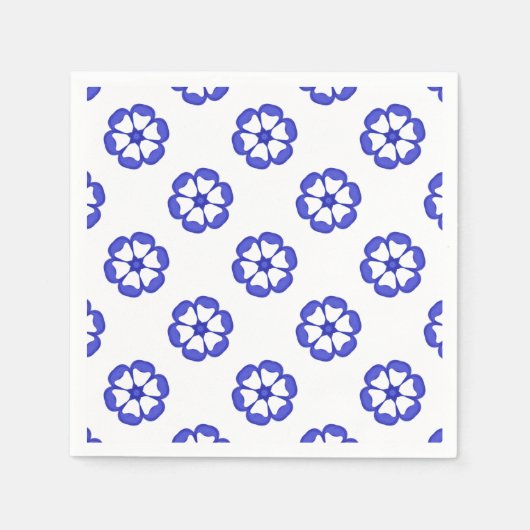 Blaues Rundblumenmuster Serviette (Vorderseite)