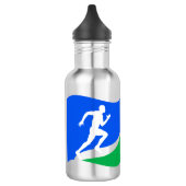 Blaues Runner-Logo Edelstahlflasche (Links)