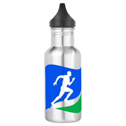 Blaues Runner-Logo Edelstahlflasche (Links)