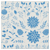 Blaues Rustikales Blumenmuster Stoff (Nahaufnahme)