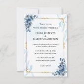 Blaues Rustikales Flora Elegant Save the Date (Vorderseite)