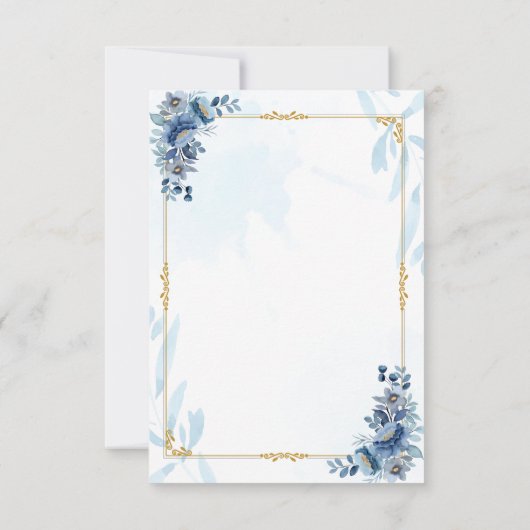 Blaues Rustikales Flora Elegant Save the Date RSVP Karte (Rückseite)