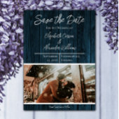 Blaues rustikales Foto Save the Date
