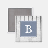 Blaues Rustikales Monogramm-Magnet Magnet (Vorderseite/Rückseite)