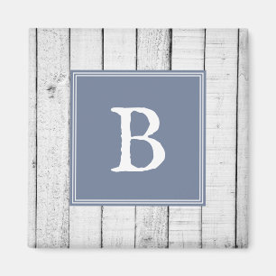 Blaues Rustikales Monogramm-Magnet Magnet