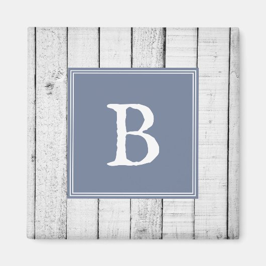 Blaues Rustikales Monogramm-Magnet Magnet (Vorne)