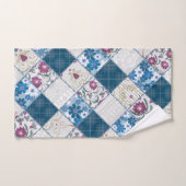 Blaues, rustikales Muster aus Stoffschrott Badhandtuch Set (Handtuch)