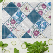 Blaues, rustikales Muster aus Stoffschrott Geschirrtuch (Gefaltet)