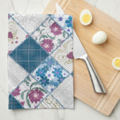 Blaues, rustikales Muster aus Stoffschrott Geschirrtuch (Viertel Falte)