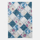 Blaues, rustikales Muster aus Stoffschrott Geschirrtuch (Vertikal)