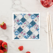 Blaues, rustikales Muster aus Stoffschrott Serviette (Beispiel)