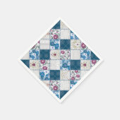 Blaues, rustikales Muster aus Stoffschrott Serviette (Ecke)