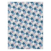 Blaues, rustikales Muster aus Stoffschrott Tischdecke (Vorderseite)