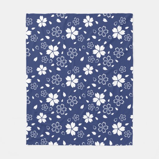 Blaues Sakura-Muster Fleecedecke (Vorderseite)