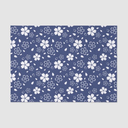 Blaues Sakura-Muster Seidenpapier (Vorderseite)