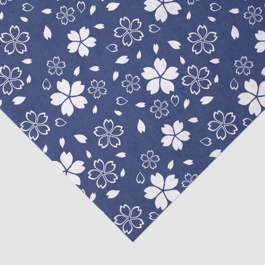 Blaues Sakura-Muster Seidenpapier (Ausschnitt)