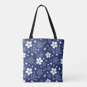 Blaues Sakura-Muster Tasche (Rückseite)