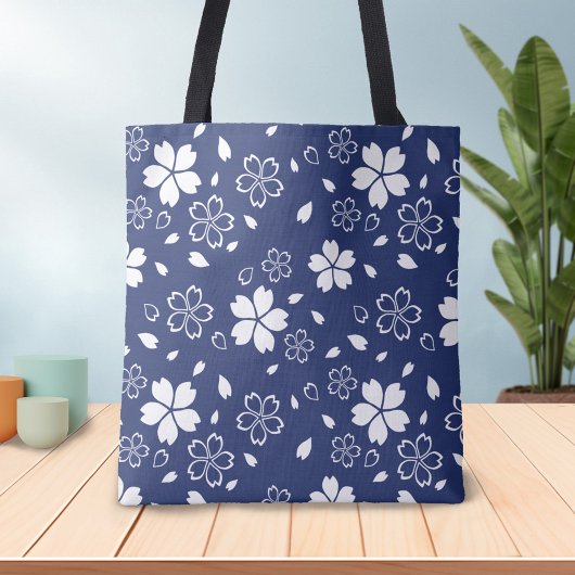 Blaues Sakura-Muster Tasche