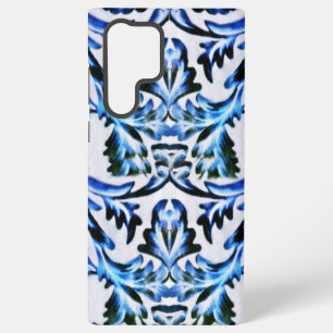 Blaues Samsung Galaxy Case mit gerolltem Blatt Hülle