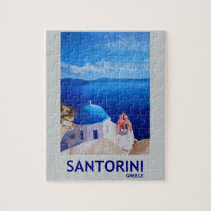 Blaues Santorini, Griechenland - Ansicht von Oia Puzzle