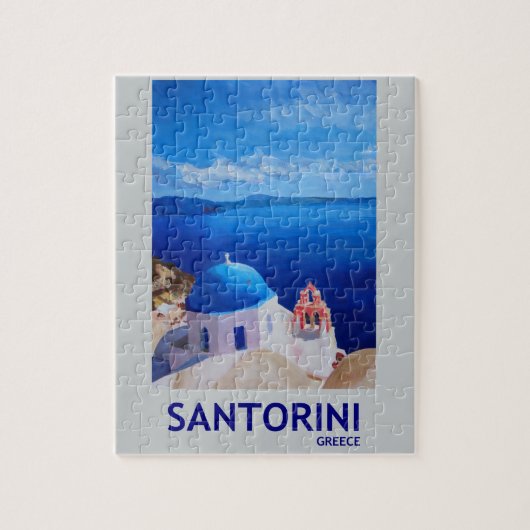 Blaues Santorini, Griechenland - Ansicht von Oia Puzzle (Vertikal)