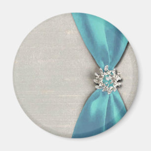 blaues Satinband mit Juwelkopie Magnet