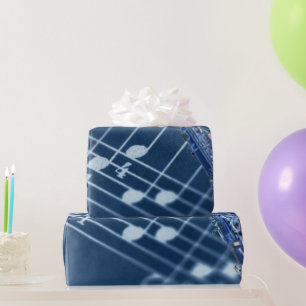 Blaues Saxophon-Wrap-Papier Geschenkpapier