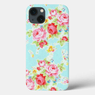 Blaues schäbiges Rosenmuster der Vintagen Case-Mate iPhone Hülle