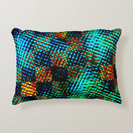 Blaues Schach, grünliche Kratzer, schmutziger Rot- Dekokissen