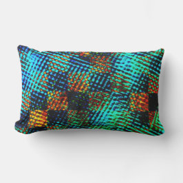 Blaues Schach, grünliche Kratzer, schmutziger Rot- Kissen Für Draußen