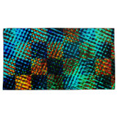 Blaues Schach, grünliche Kratzer, schmutziger Rot- Kissenbezug (Vorderseite-Rechts)