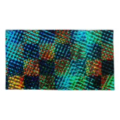 Blaues Schach, grünliche Kratzer, schmutziger Rot- Kissenbezug (Rückseite-Links)