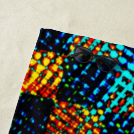 Blaues Schach, grünliche Kratzer, schmutziger Rot- Strandtuch