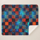 Blaues Schach, schmutzige Orange, Fake mit Flecken Sherpadecke (Vorderseite (Horizontal))