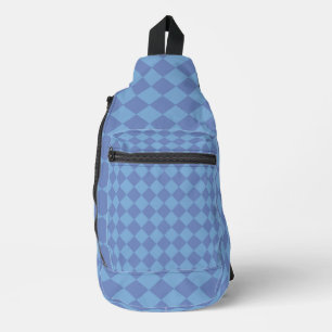 Blaues Schachbrett-Diamantmuster Crossbody Bag