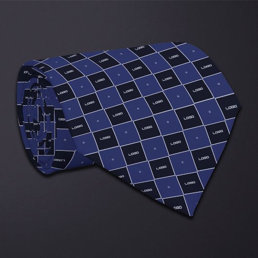 Blaues Schachbrett-Logo-Muster Krawatte
