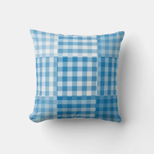 Blaues Schachbrett-Patchworkmuster Kissen