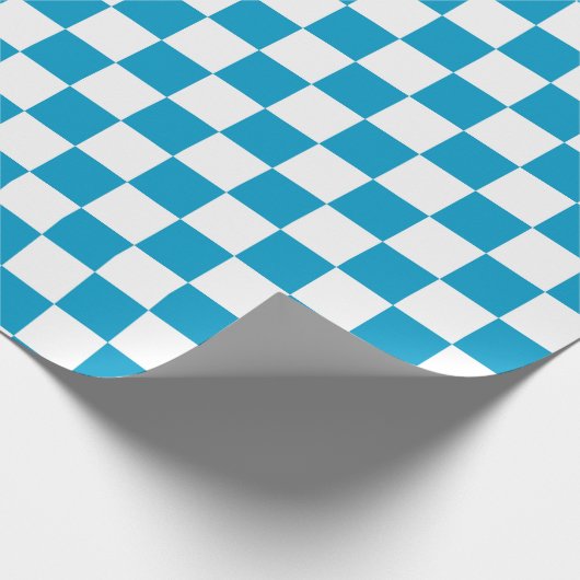 Blaues Schachbrettmuster Geschenkpapier (Ecke)