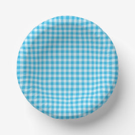 Blaues Schachbrettmuster Pappteller