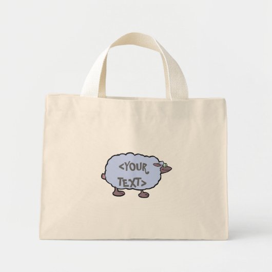 Blaues Schaf, <YOUR TEXT> Mini Stoffbeutel (Vorne)