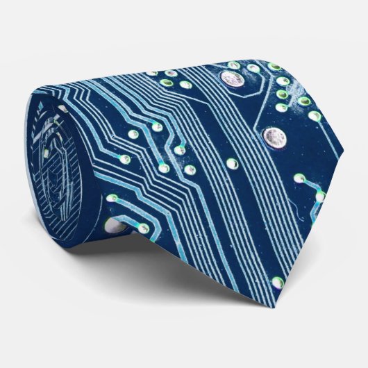 blaues Schaltungsbrettcomputermuster Krawatte (Gerollt)