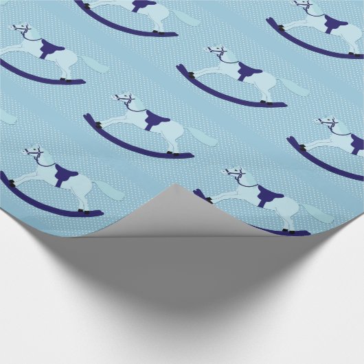 Blaues Schaukelpferd-Babyparty-Packpapier Geschenkpapier (Ecke)