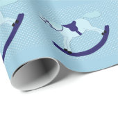 Blaues Schaukelpferd-Babyparty-Packpapier Geschenkpapier (Rolleneckpunkt)
