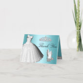 Blaues Schein-Glitzer-Kleid u. Heels dankt Ihnen Dankeskarte (Vorderseite)
