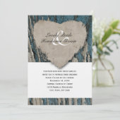 Blaues Scheunen-hölzernes Land-rustikale Einladung (Stehend Vorderseite)