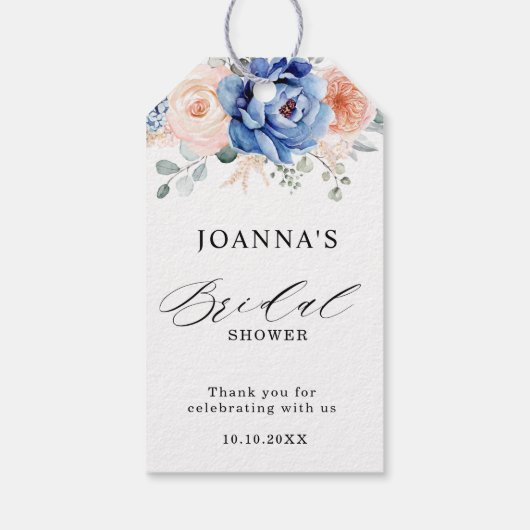 Blaues Schiefer Rosa Brautparty Geschenkanhänger (Rückseite)