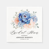 Blaues Schiefer Rosa Brautparty Serviette (Vorderseite)